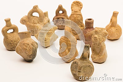 Pieces of peruvian pottery, inca ceramic Stock Photo