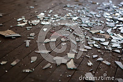Pieces of shattered glass or mirror Stock Photo