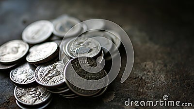 30 pieces of silver - a payment to Judas Iscariot from the Jewish chief priests for betraying Jesus Christ, Bible Stock Photo