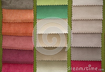 Pieces of textile fabric of different colors Stock Photo