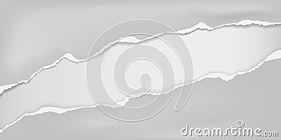 Pieces of torn grey crumple paper with soft shadow stuck on white background. Vector illustration Vector Illustration