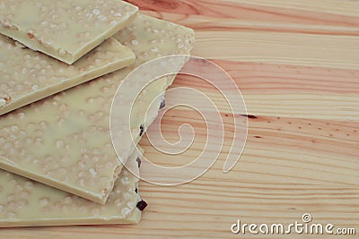 Pieces of white chocolate bar Stock Photo