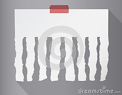 Pieces of white torn blank note paper Vector Illustration