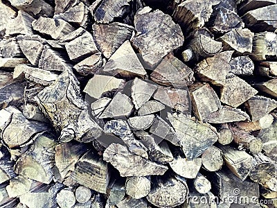 Pieces of wood. Firewood stack. Sawmill. Perfect wallpaper. Stock Photo