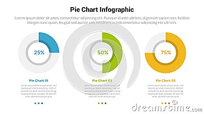 piechart or pie chart diagram infographics template diagram with outline progress percentage with 3 point with design for slide Vector Illustration