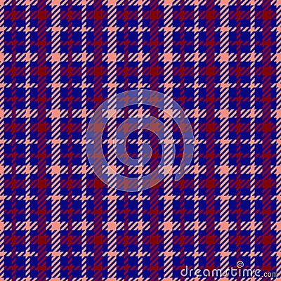 Pied-de-poule seamless pattern in blue, red and pink. Vector Illustration