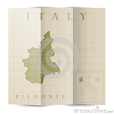 Piemonte paper map. Vector illustration decorative design Cartoon Illustration