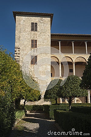 PIENZA - TUSCANY/ITALY, OCTOBER 30, 2016: Palazzo Piccolomini, one of the first examples of Renaissance architecture in Pienza Editorial Stock Photo