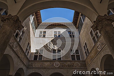 PIENZA - TUSCANY/ITALY, OCTOBER 30, 2016: Palazzo Piccolomini, one of the first examples of Renaissance architecture in Pienza Editorial Stock Photo