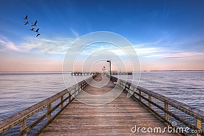 Pier into the Chesapeake Stock Photo