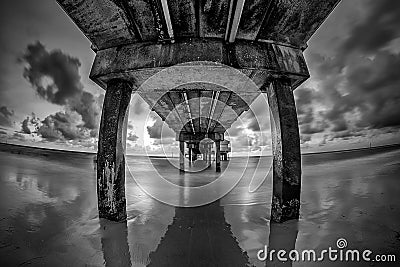 Pier 60 Clearwater Florida black and white image Stock Photo