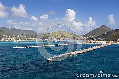 Pier for cruise ships in Philipsburg. Sint Maarten Stock Photo