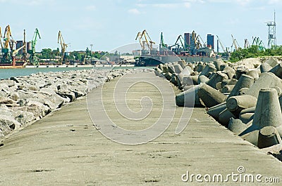 Pier and harbour in Klaipeda, Lithuania Stock Photo