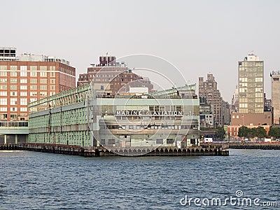 Pier 57 on the Hudson River in New York Editorial Stock Photo