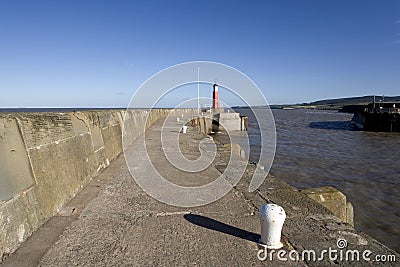 Pier jetty harbour lighthouse Stock Photo