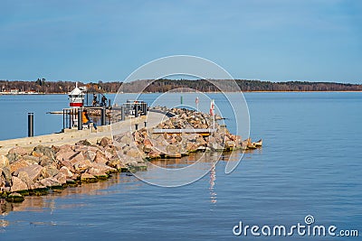 Pier on lake Malaren in Vasteras, Sweden Stock Photo