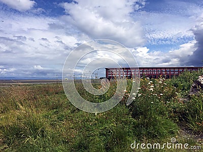 Pier at low tide, Royston Seaside Trail, Royston, BC Stock Photo