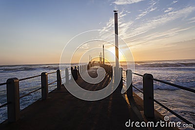 Pier Ocean Sunrise Stock Photo