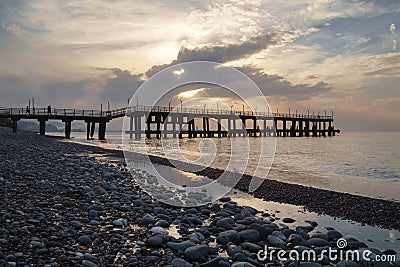 Pier silhouette Stock Photo