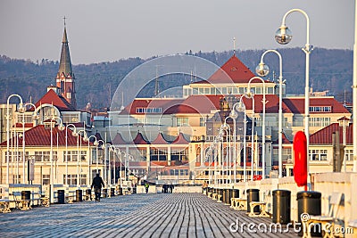 Pier in Sopot at morning Editorial Stock Photo