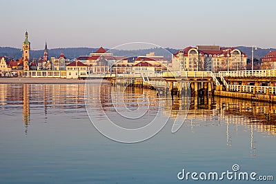 Pier in Sopot at morning Stock Photo