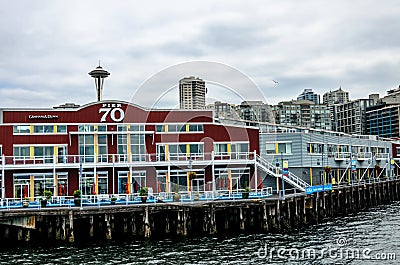 Pier 70 viewed from Elliot Bay, Seattle Editorial Stock Photo