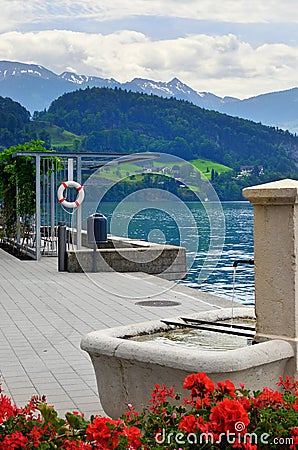 Pier in Vitznau, Switzerland Stock Photo