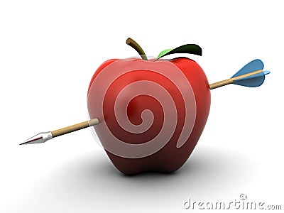 Pierced apple Stock Photo