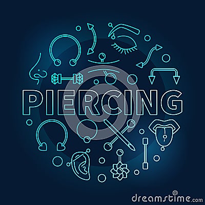 Piercing blue vector round illustration on dark background Vector Illustration