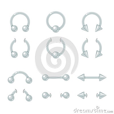 Piercing jewelry set Vector Illustration