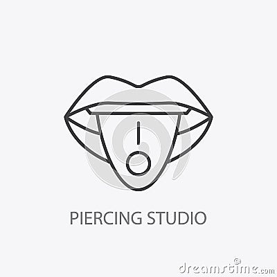 Piercing Studio Logo Template. Pierced Tongue Icon Vector Illustration