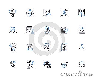 Piering project line icons collection. Foundation, Piers, Support, Structural, Construction, Reinforcement, Reinforcing Vector Illustration