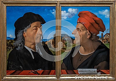 Portraits of Guiliano and Francesco Giamberto da Sangallo by Italian renaissance painter Piero di Cosimo Stock Photo