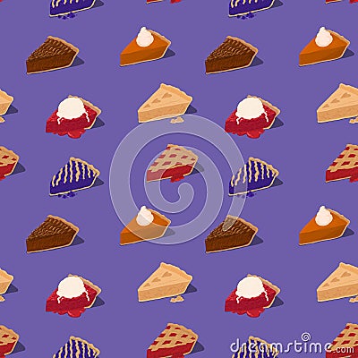 Pies Dessert Seamless Pattern Vector Illustration