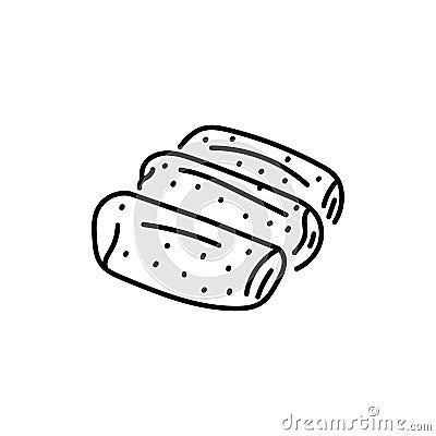 Pies with filling black line icon. Vector Illustration