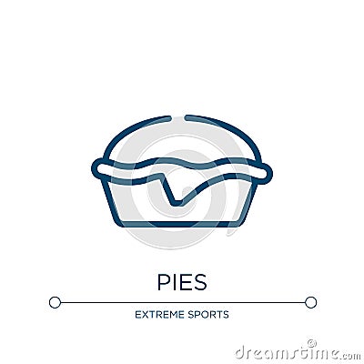 Pies icon. Linear vector illustration from fisherman collection. Outline pies icon vector. Thin line symbol for use on web and Vector Illustration