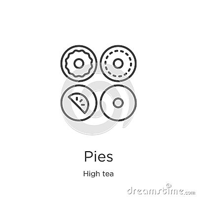 pies icon vector from high tea collection. Thin line pies outline icon vector illustration. Outline, thin line pies icon for Vector Illustration