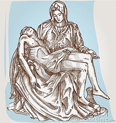 Pieta statue of Michelangelo Vector Illustration