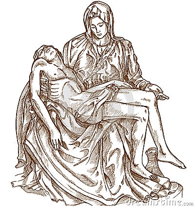 Pieta statue of Michelangelo Vector Illustration