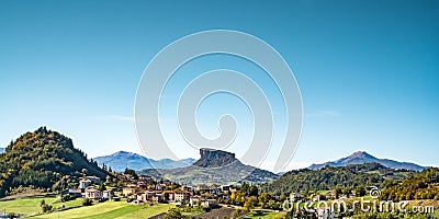 The Pietra di Bismantova Stone of Bismantova Reggio Emilia province, Emilia Romagna, Italy Stock Photo