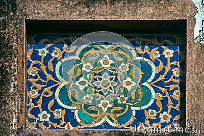 Pietra dura or pietre dure inlay technique used in Agra Fort as Design Agra Stock Photo