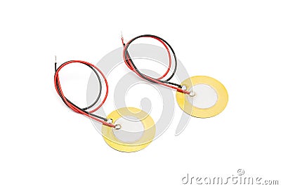 Piezoelectric Buzzer and Sensor with Lead Wire Stock Photo