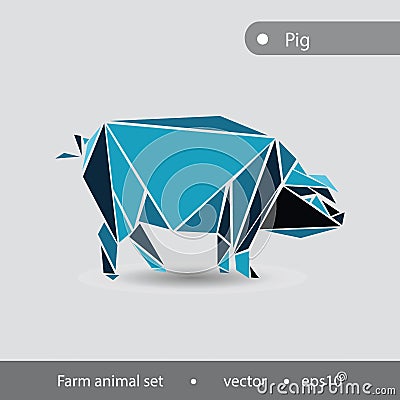 Pig abstract illustration of farm animals, flat image Vector Illustration