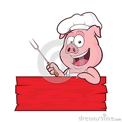 Pig BBQ chef Vector Illustration