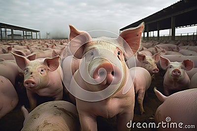 Pig breeding farm building Stock Photo