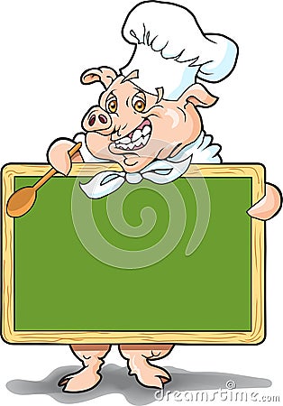 Pig with Chalkboard Vector Illustration