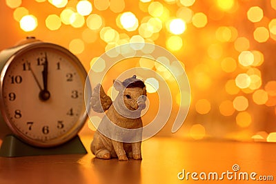 Pig with Christmas lights Stock Photo