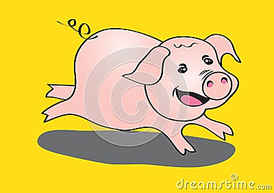 Pig cute running vector illustration Vector Illustration