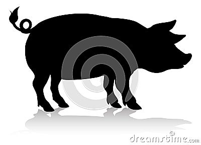 Pig Farm Animal Silhouette Vector Illustration