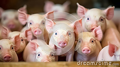 Pig farm industry farming hog barn pork. Indoor pig farm. Livestock breeding. Stock Photo